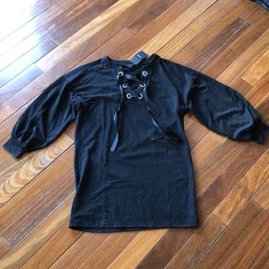 Black peasant sleeved dress